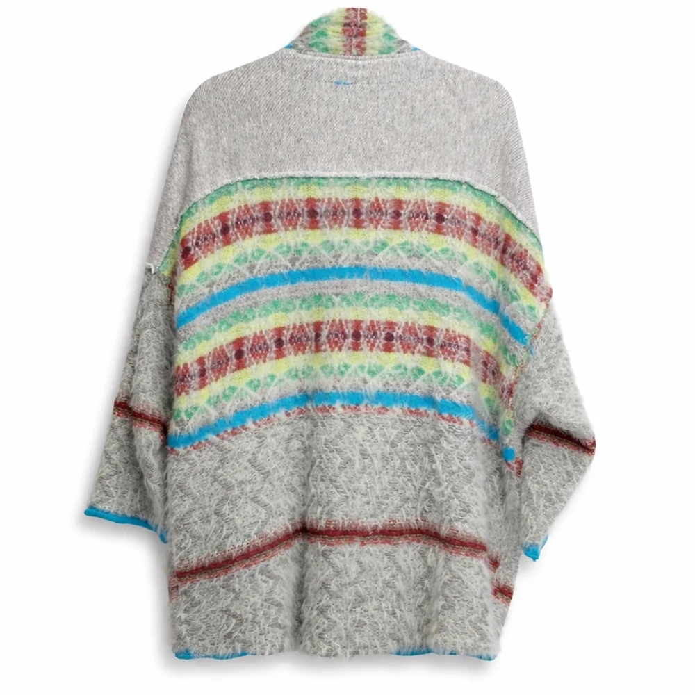 Free People Fair Weather Feather Cardigan Mint Haze S  Boho Shaggy Knit Pockets - Picture 6 of 16